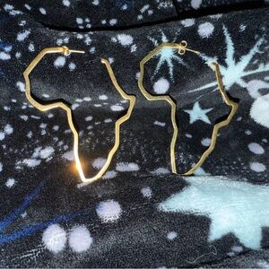 Gold Africa Map Hoop Earrings